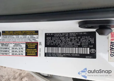 2009 Toyota Camry Le z USA, uszkodzony, nr VIN 4T1BE46K89U807944